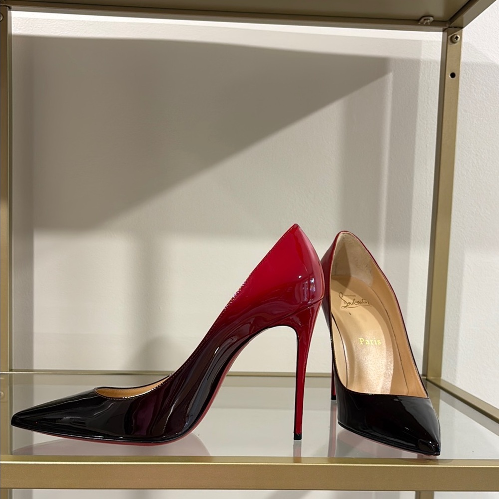 Christian Louboutin Black and Red Patent Leather Heels